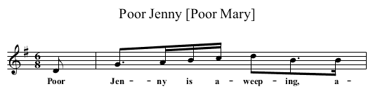 Poor Jenny [Poor Mary] - staff notation