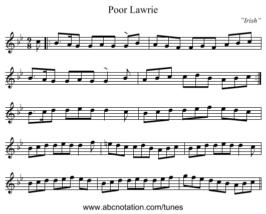Poor Lawrie - staff notation