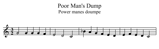 Poor Man's Dump - staff notation