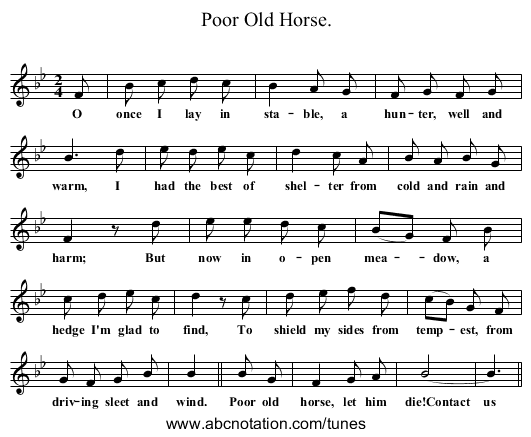Poor Old Horse. - staff notation