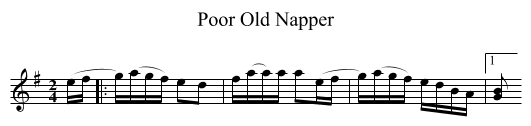 Poor Old Napper - staff notation