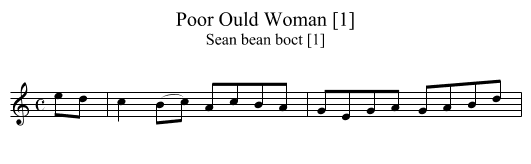 Poor Ould Woman [1] - staff notation
