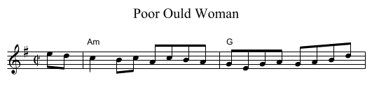 Poor Ould Woman - staff notation