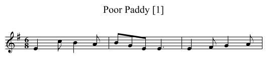Poor Paddy [1] - staff notation