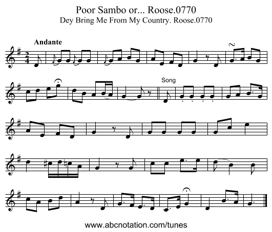 Poor Sambo or... Roose.0770 - staff notation