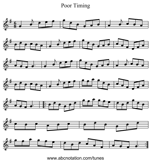 Poor Timing - staff notation