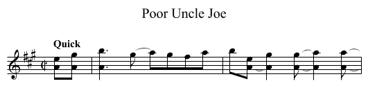 Poor Uncle Joe - staff notation