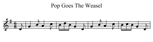 Pop Goes The Weasel - staff notation