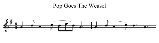 Pop Goes The Weasel - staff notation