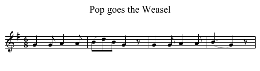 Pop goes the Weasel - staff notation
