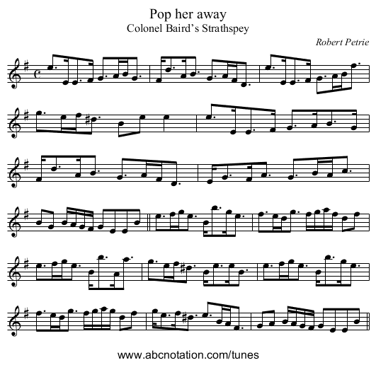 Pop her away - staff notation