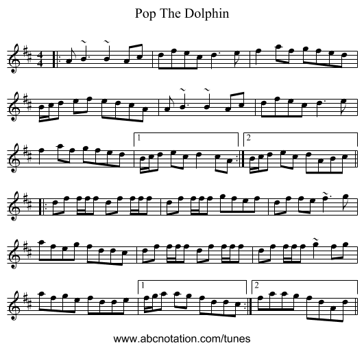 Pop The Dolphin - staff notation