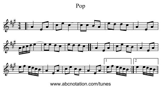 Pop - staff notation