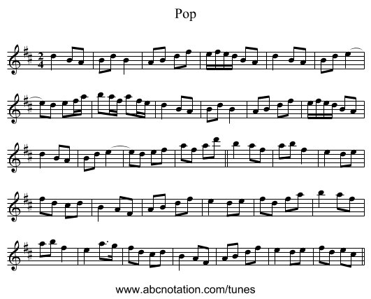 Pop - staff notation