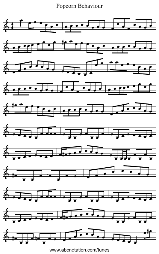 Popcorn Behaviour - staff notation