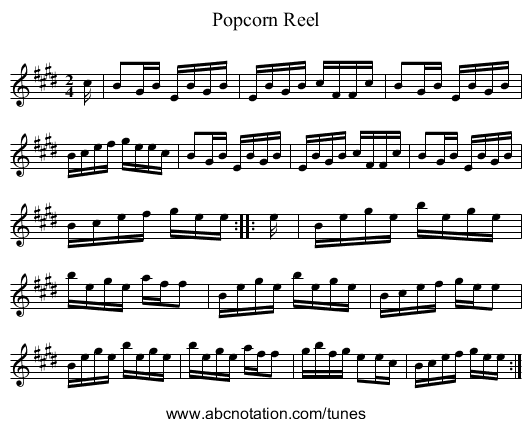 Popcorn Reel - staff notation