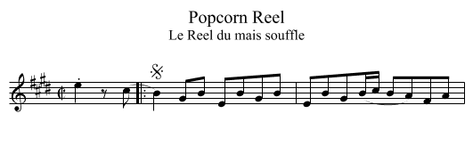 Popcorn Reel - staff notation