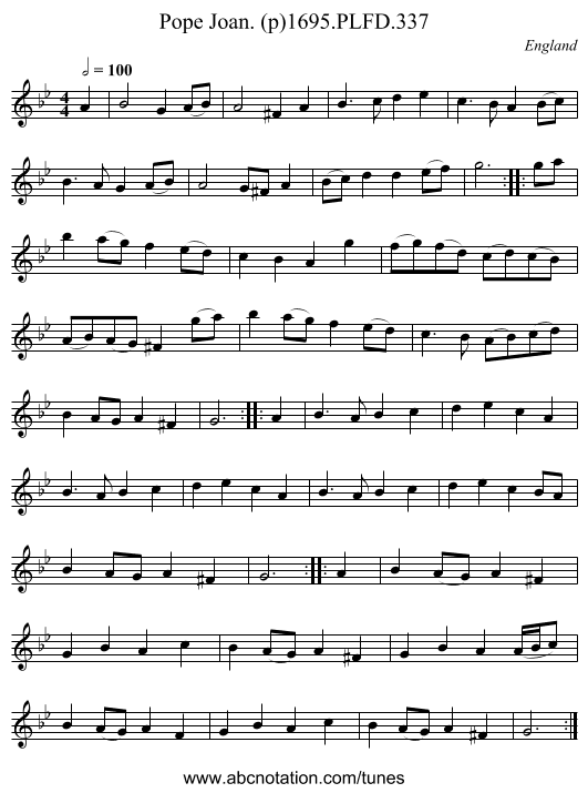 Pope Joan. (p)1695.PLFD.337 - staff notation