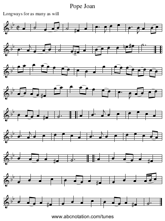 Pope Joan - staff notation