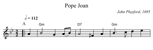 Pope Joan - staff notation