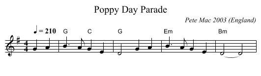 Poppy Day Parade - staff notation