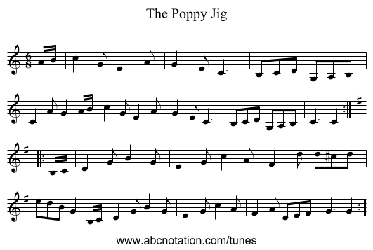 Poppy Jig, The - staff notation