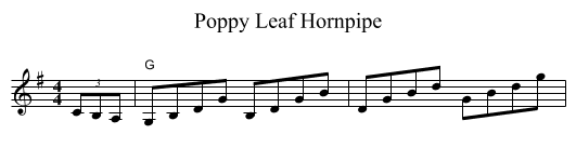 Poppy Leaf Hornpipe - staff notation
