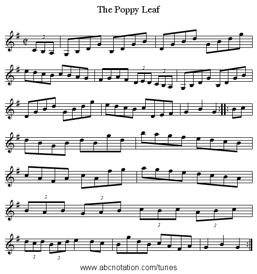 Poppy Leaf, The - staff notation