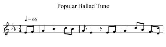 Popular Ballad Tune - staff notation