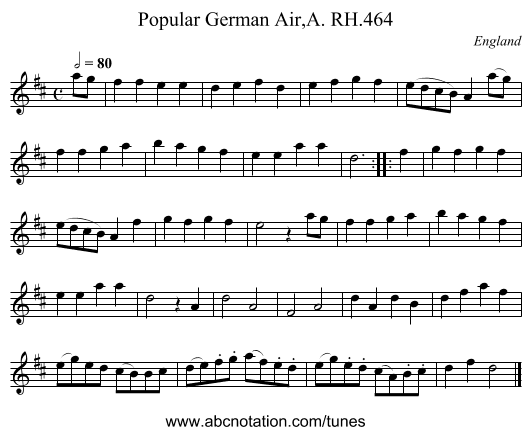 Popular German Air,A. RH.464 - staff notation