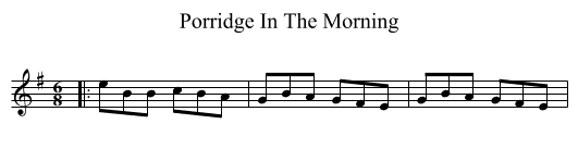 Porridge In The Morning - staff notation