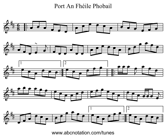 Port An Fhéile Phobail - staff notation