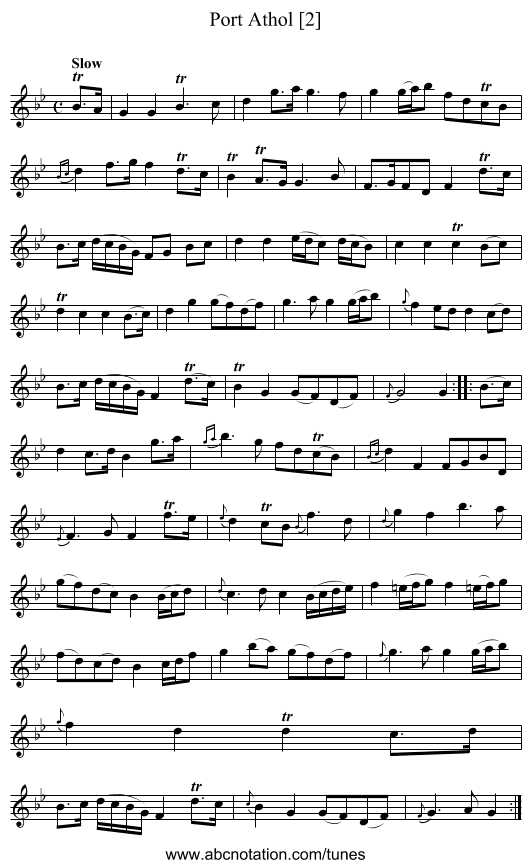Port Athol [2] - staff notation