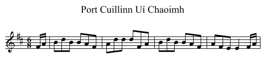 Port Cuillinn Uí Chaoimh - staff notation