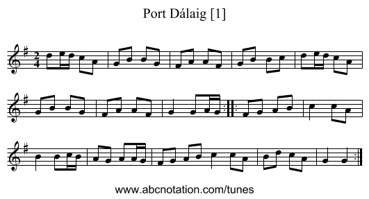 Port Dálaig [1] - staff notation