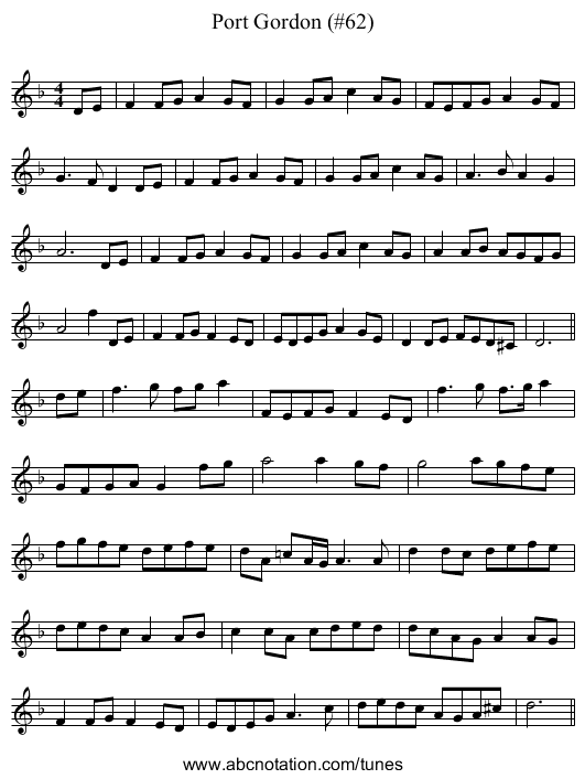 Port Gordon (#62) - staff notation