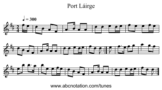 Port Láirge - staff notation