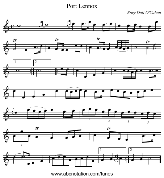 Port Lennox - staff notation