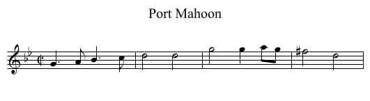 Port Mahoon - staff notation