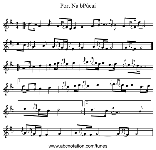 Port Na bPúcaí - staff notation
