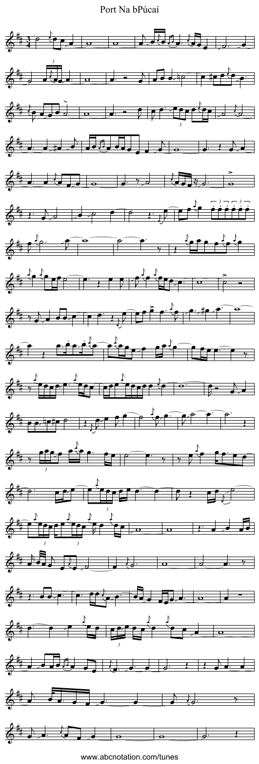 Port Na bPúcaí - staff notation