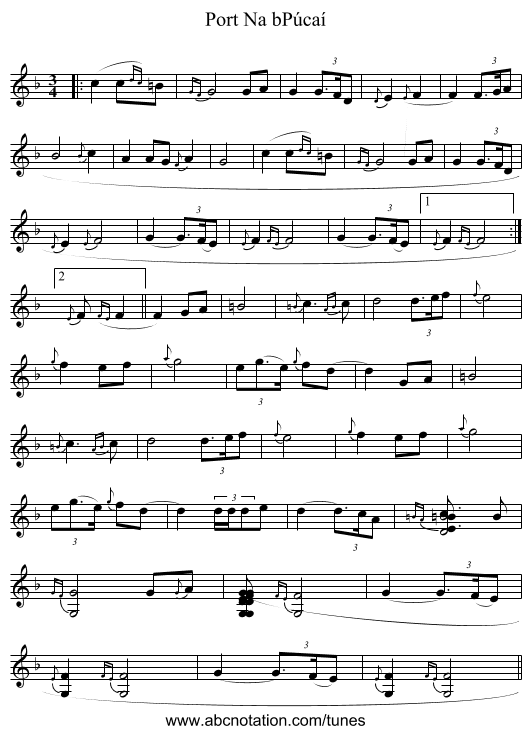 Port Na bPúcaí - staff notation