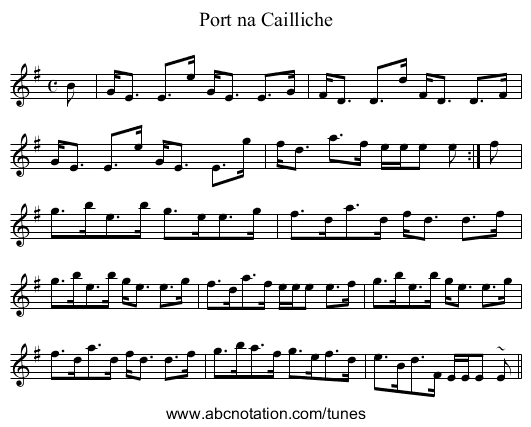Port na Cailliche - staff notation