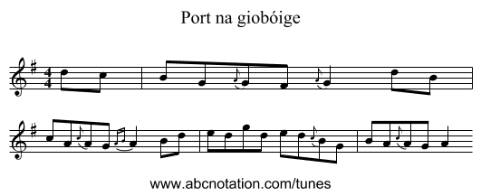 Port na giobóige - staff notation