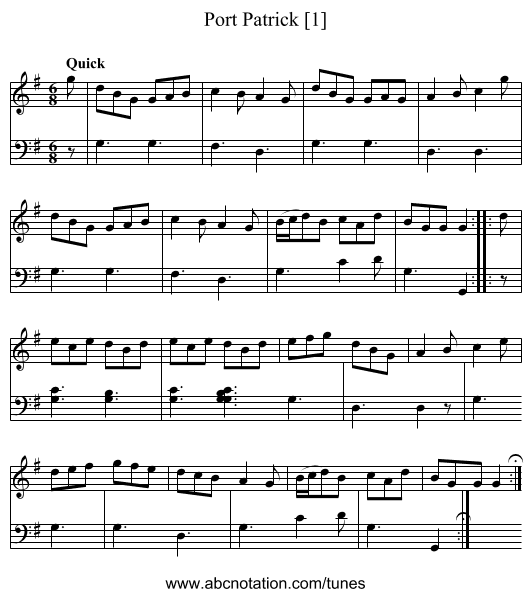Port Patrick [1] - staff notation