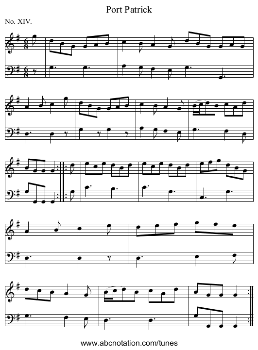 Port Patrick - staff notation