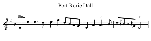 Port Rorie Dall - staff notation