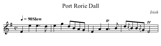 Port Rorie Dall - staff notation