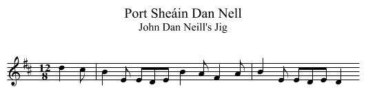 Port Sheáin Dan Nell - staff notation