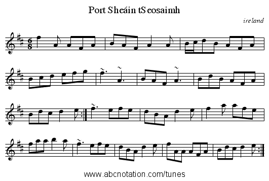 Port She&aacute;in tSeosaimh - staff notation